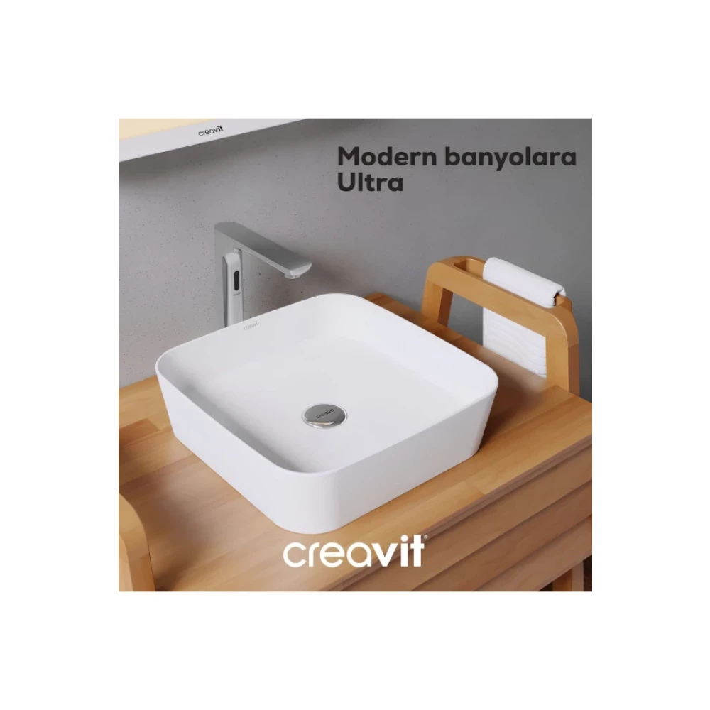 Creavit Ultra Kare Deliksiz Canak Lavabo 40 Cm Ul040-00Cb00e-0000 Lavabo Fiyatı