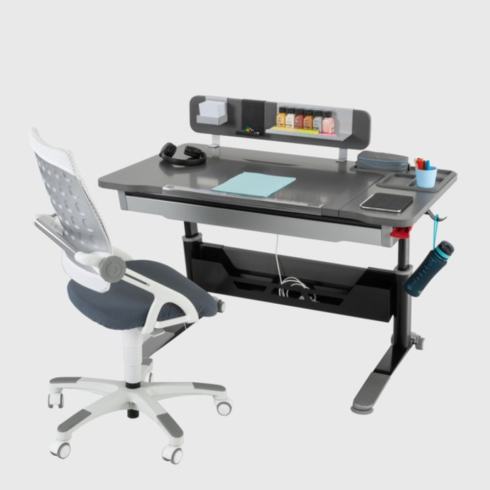 Creo Mobili Sirius Advanced Yükseklik Ayarlı Çalışma Masası Takımı (Çalışma Masası + Sandalye) - Antrasit/gri - 120 x 75 x 75 cm - Antrasit Çalışma Masası Fiyatı