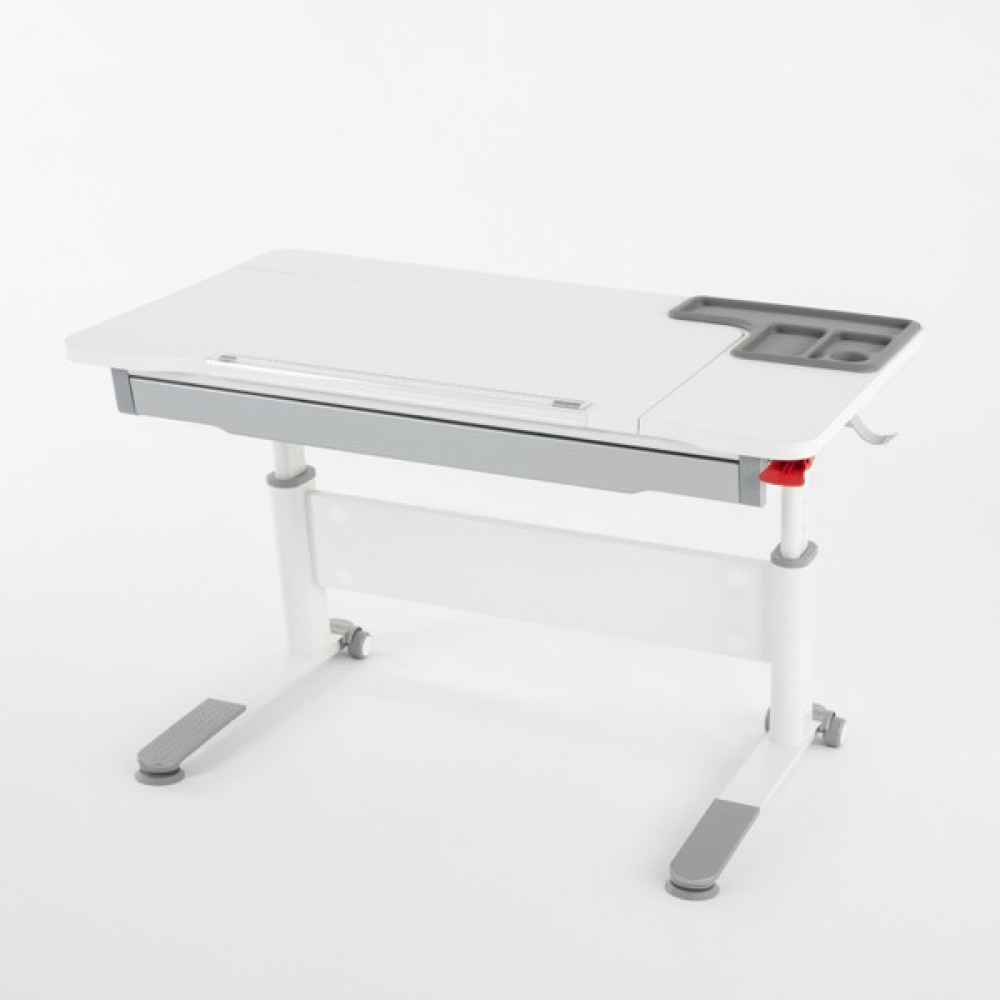 Creo Mobili Sirius Basic Yükseklik Ayarlı Çekmeceli Çalışma Masası - Beyaz/gri - 120 x 75 x 75 cm - Gri Çalışma Masası Fiyatı