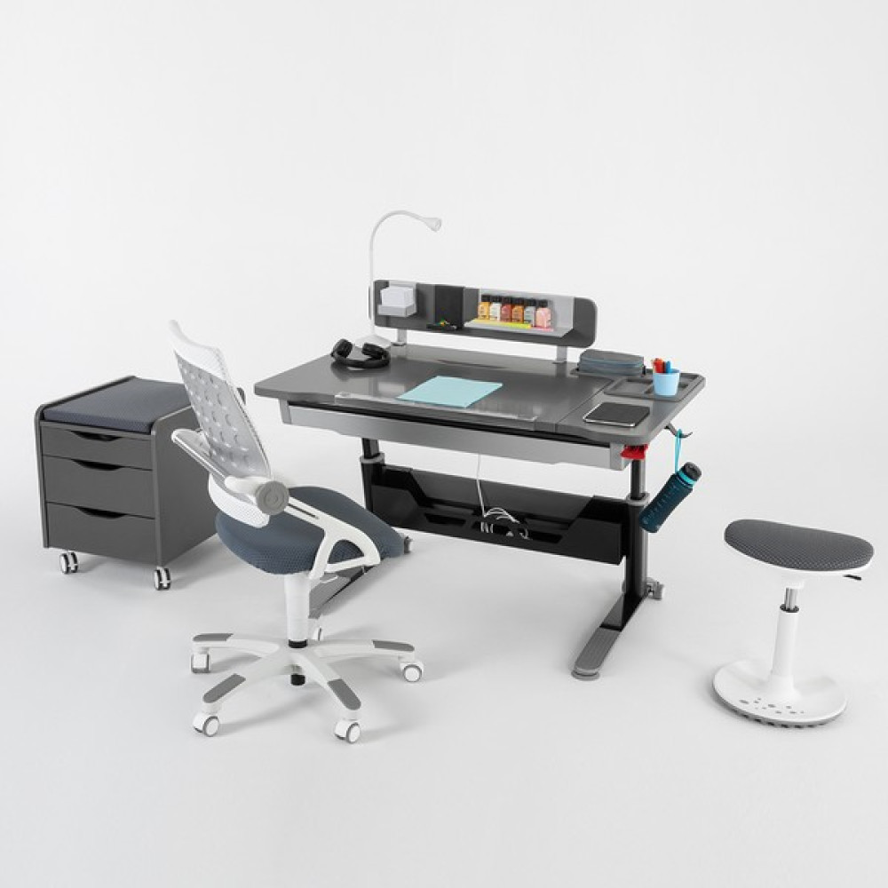 Creo Mobili Sirius Premium (Çalışma Masası+ Sandalye+ Keson +Tabure)- Antrasit/gri - 120 x 75 x 75 cm - Antrasit Çalışma Masası Fiyatı