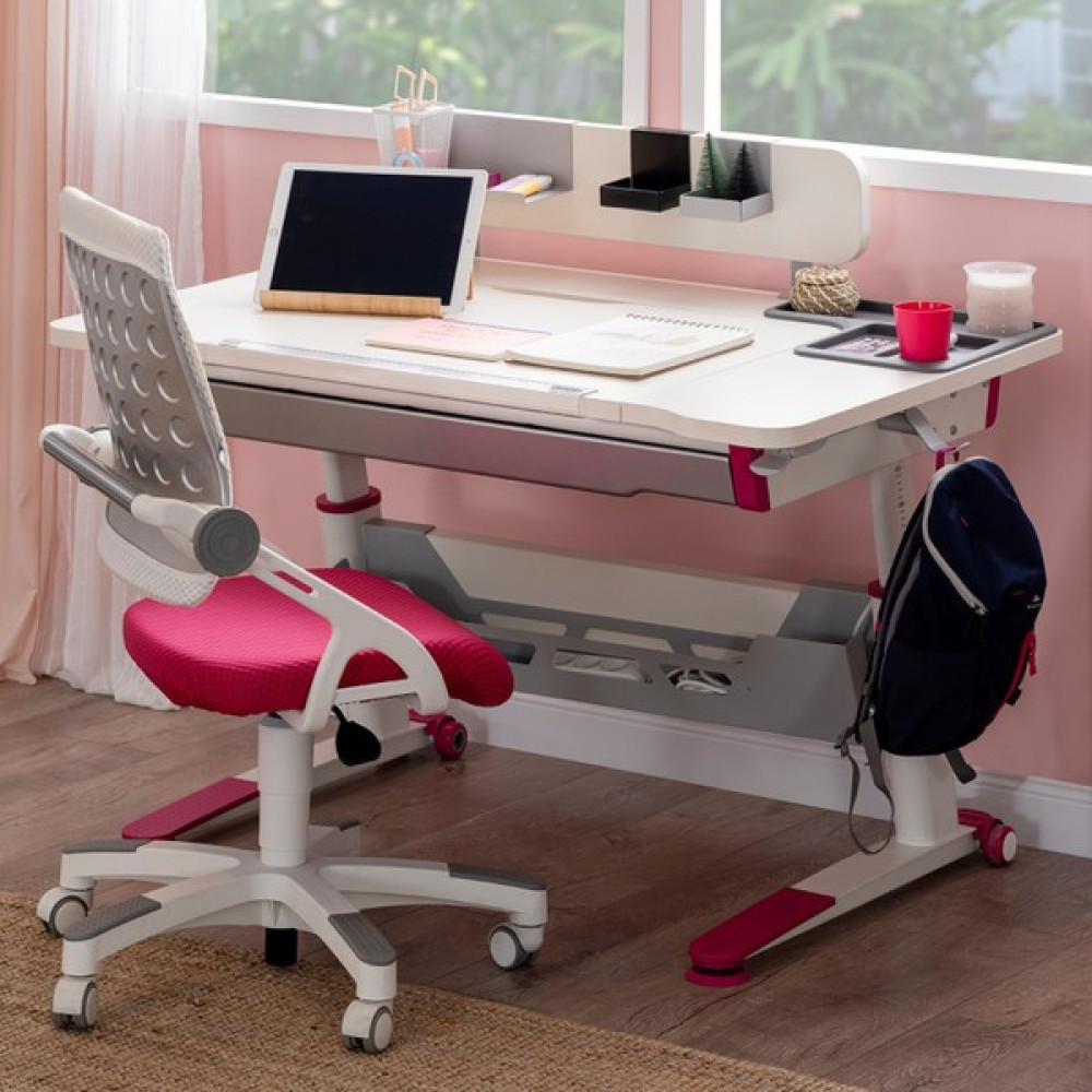 Creo Mobili Sirius Simple Yükseklik Ayarlı Çalışma Masası - Beyaz/fuşya - 120 x 75 x 75 cm - Pembe Çalışma Masası Fiyatı