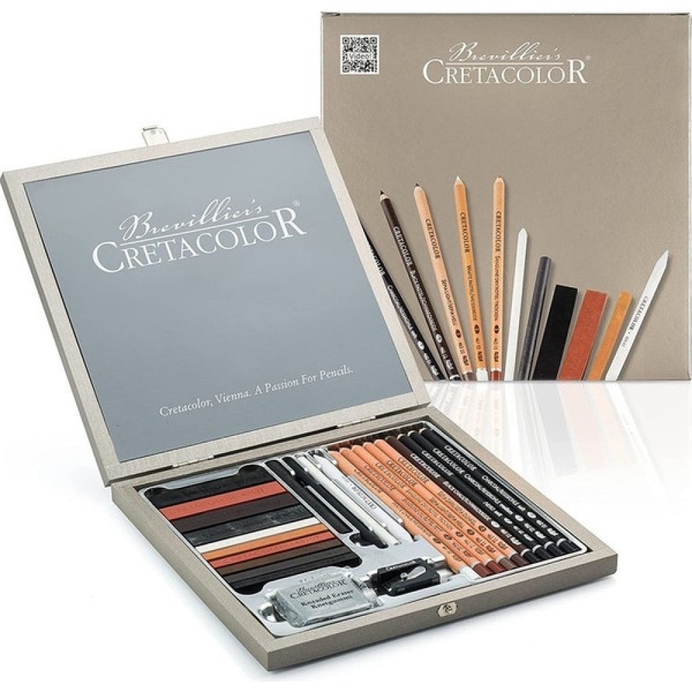 Cretacolor Black & White Box Ahşap Kutulu Profesyonel Karakalem Eskiz Çizim Seti 25 Parça Sanatsal Malzemeler Fiyatı