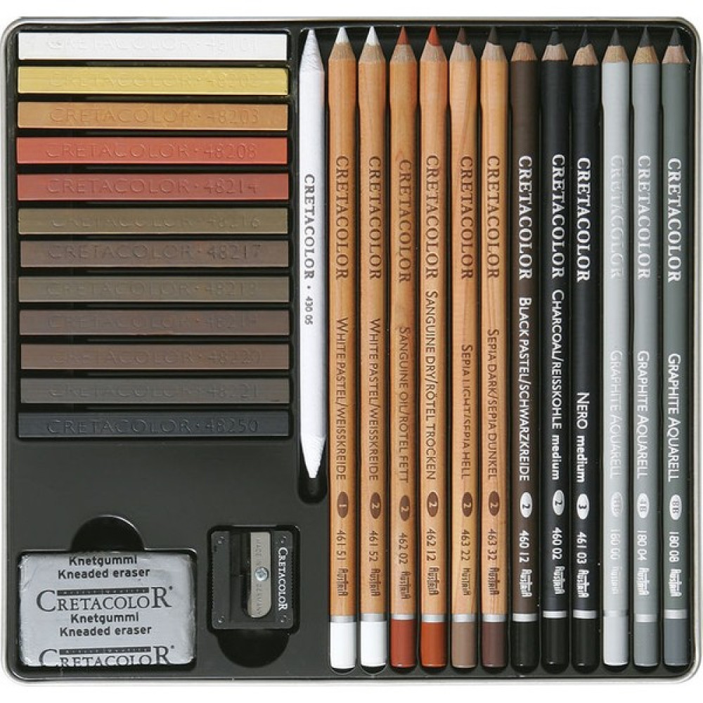 Cretacolor Creativo Drawing Set Profesyonel Karışık Karakalem Eskiz Çizim Seti 27 Parça Metal Kutu Sanatsal Malzemeler Fiyatı