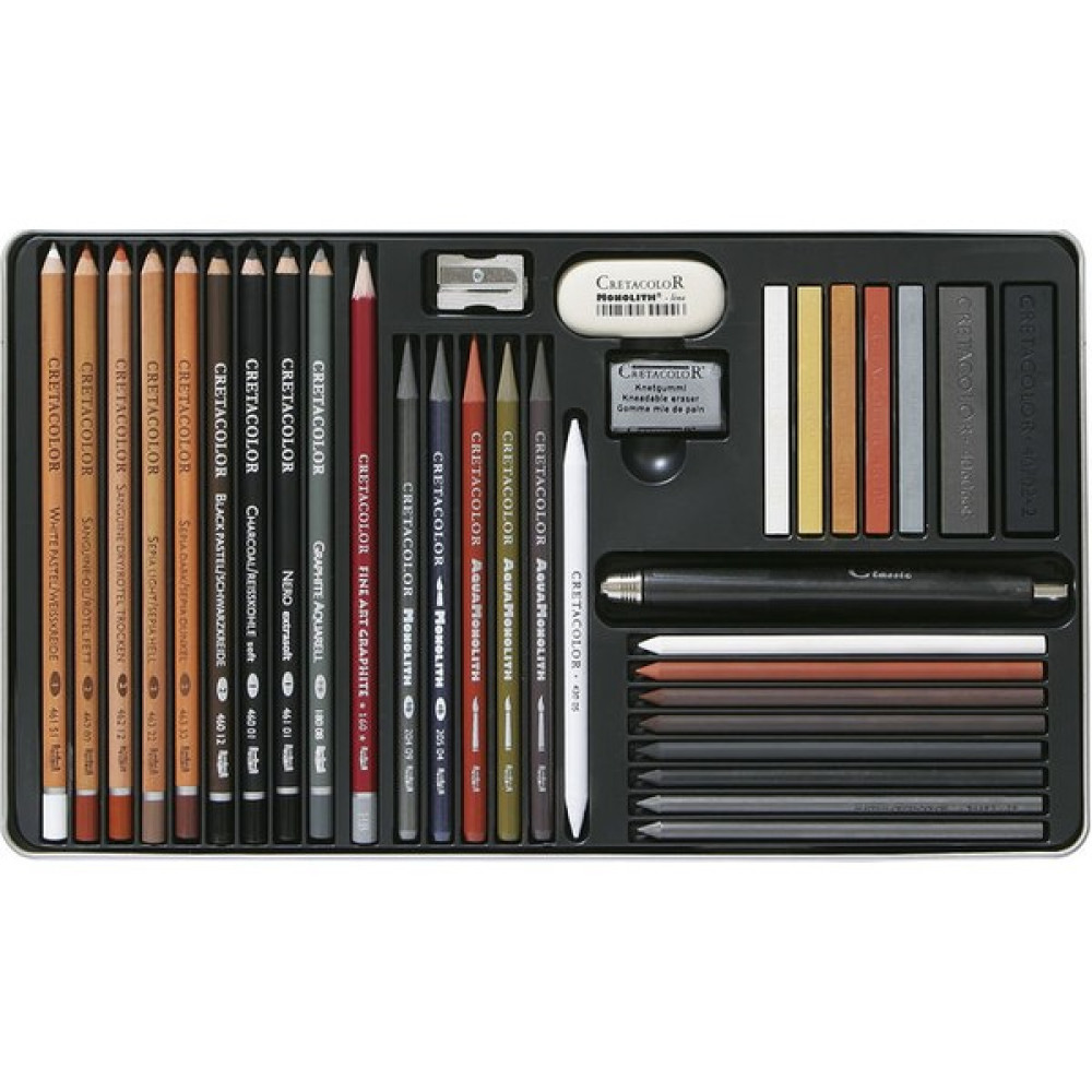 Cretacolor Ultimo Drawing Set Profesyonel Karakalem Eskiz Çizim Seti 35 Parça Metal Kutu Sanatsal Malzemeler Fiyatı