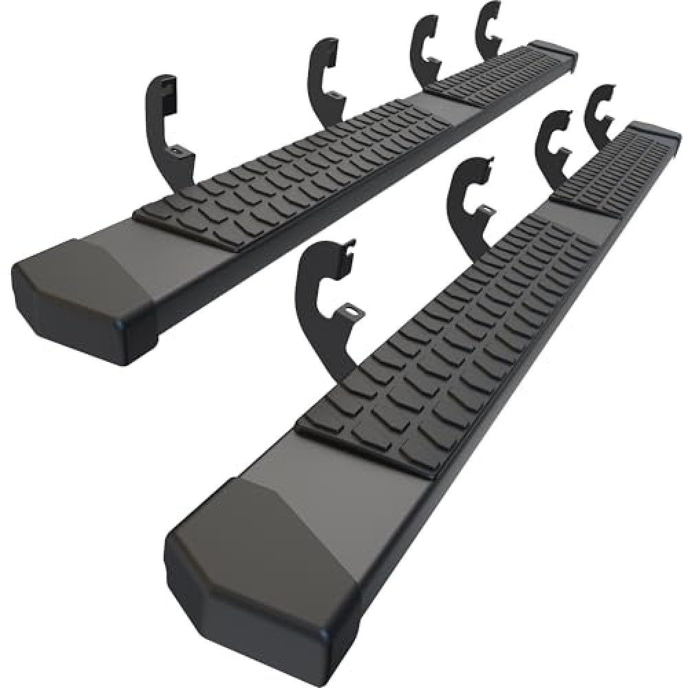 Crew Cab Running Boards Side Steps Compatible with 2019-2025 Chevy Silverado & GMC Sierra 1500 (Excl 2019 Ld/Lt), 2020-2025 2500 HD 3500 HD, Black Textured Aluminum Nerf Bars