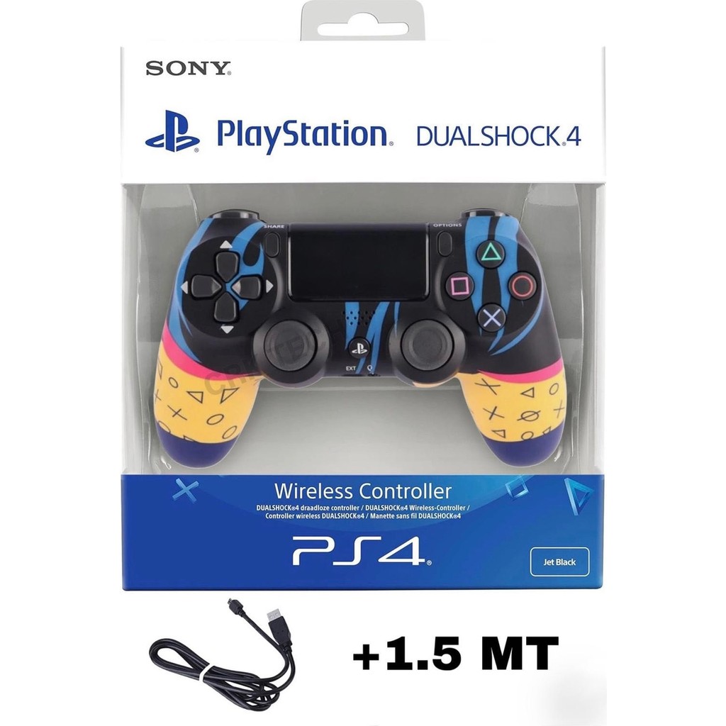 Crk Tech Ps4 Pc Uyumlu Dualshock 4 V2 Yeni Nesil Kablosuz Oyun Kolu Yenilenmiş - Özel Desenli Gamepad + 1.5mt Şarj Kablosu - Sarı - Lacivert Xbox Oyun Kolu ve Aksesuarları Fiyatı