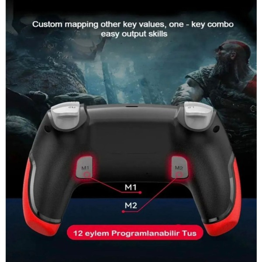 Crk Teknoloji P06 Elite Bluetooth Gamepad Ps4 Ps3 Pc Switch Uyumlu Oyun Kolu - Şeffaf - Kırmızı Oto Boyaları Fiyatı