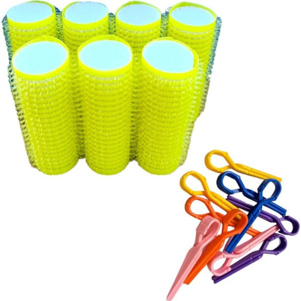 Croc 1223 Sarı 7'li Bigudi 2 cm +10'lu Plastik Pensli Cırtlı Saç Bigudisi Saç Fırçası ve Tarağı Fiyatı