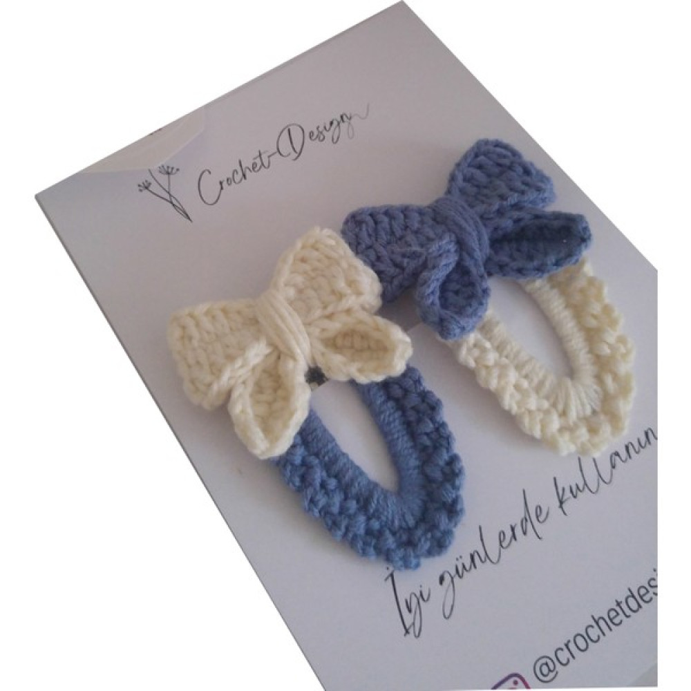 Crochet Design 2'li Fiyonk Detaylı Örgü Çıt Çıt Toka Toka, Taç & Saç Bandı Fiyatı