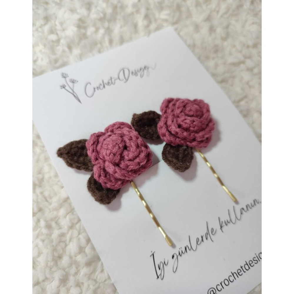 Crochet Design 2'li Mürdüm Gül Detaylı Gold Tel Toka Topuz Tokası Yan Toka Toka, Taç & Saç Bandı Fiyatı