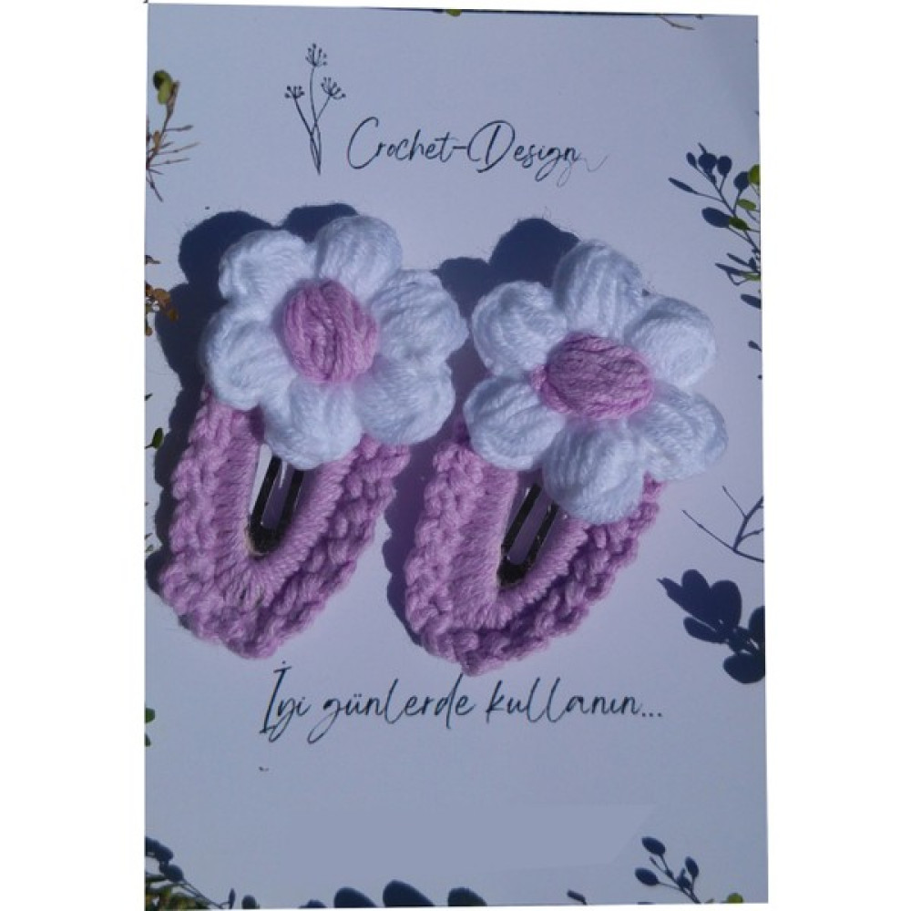 Crochet Design 2'li Papatya Detaylı Örgü Çıt Çıt Toka Toka, Taç & Saç Bandı Fiyatı