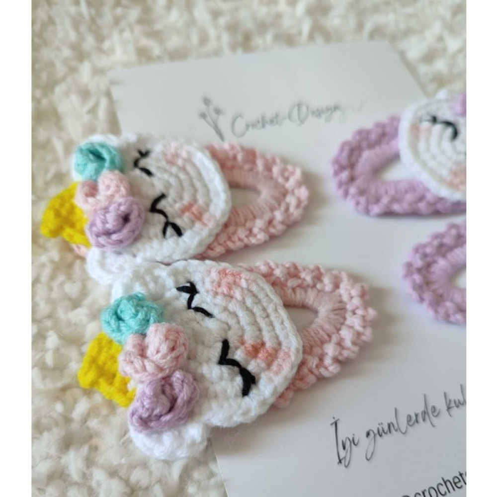 Crochet Design 4 Adet Pony Unicorn Örgü Toka Çıt Çıt Toka Amigurumi Toka Toka Seti Pony Toka Toka, Taç & Saç Bandı Fiyatı