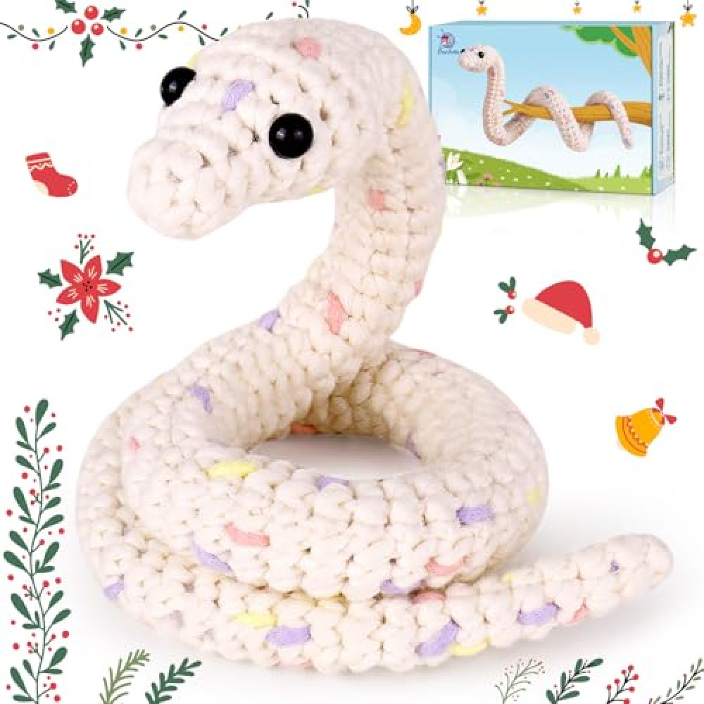 Crochetta Crochet Kit for Beginners, Crochet Starter Kit w Step-by-Step Video Tutorials, Beginner Crochet Kit for Adults Kids Women Men Complete Kit Included (Crochet Snake)