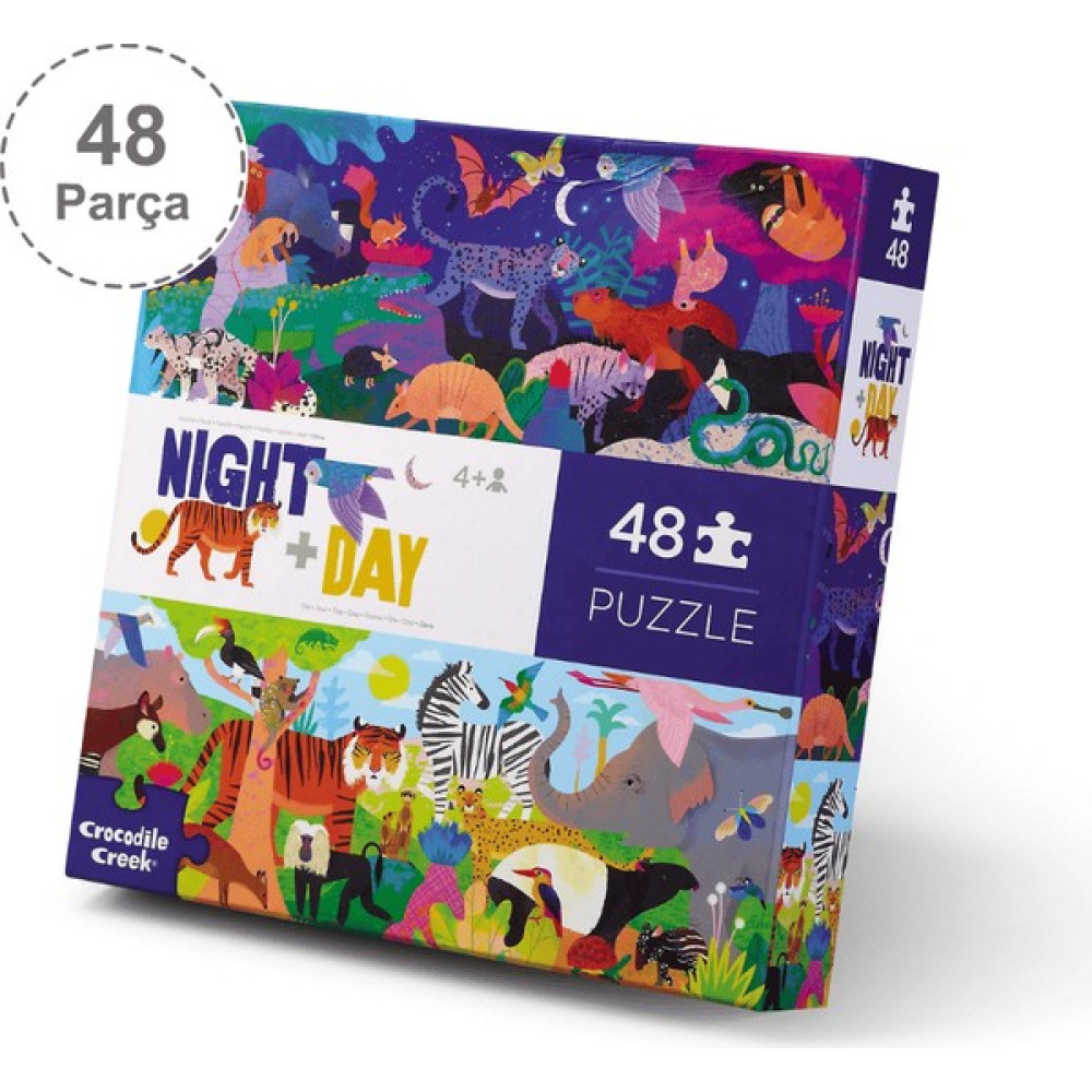 Crocodile Creek Puzzle - 48 Parça - Hayvanlar Alemi - Gece+ Gündüz Eğitici Oyuncak Fiyatı