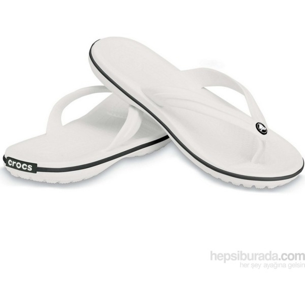 Crocs 11033-100 M9/W11 - 42/43 Crocband Flip Beyaz-Siyah Kadın Terlikleri ve Sandaletleri Fiyatı
