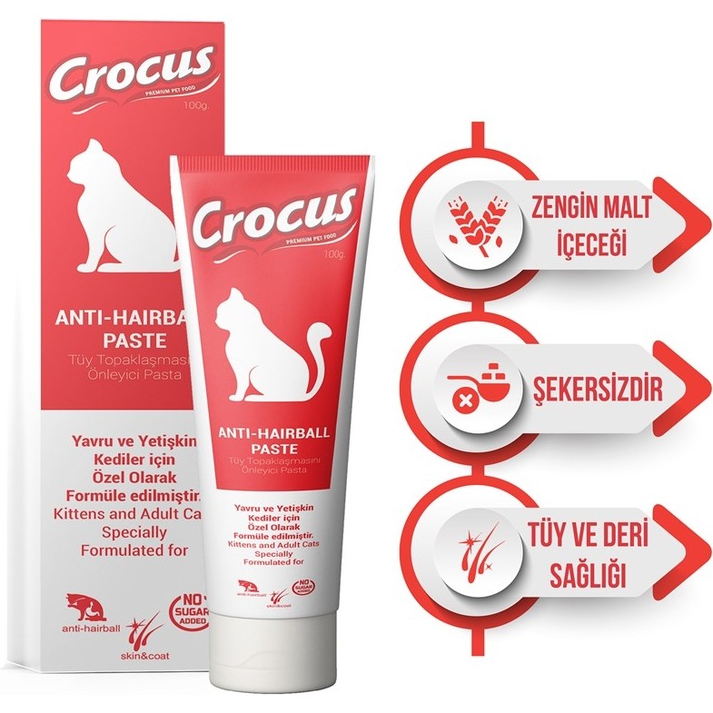 Crocus Anti Hairball Kedi Malt Macunu 100 Gram Yavru ve Yetişkin Kediler İçin Şekersiz Lezzet Evcil Hayvan Ürünleri Fiyatı