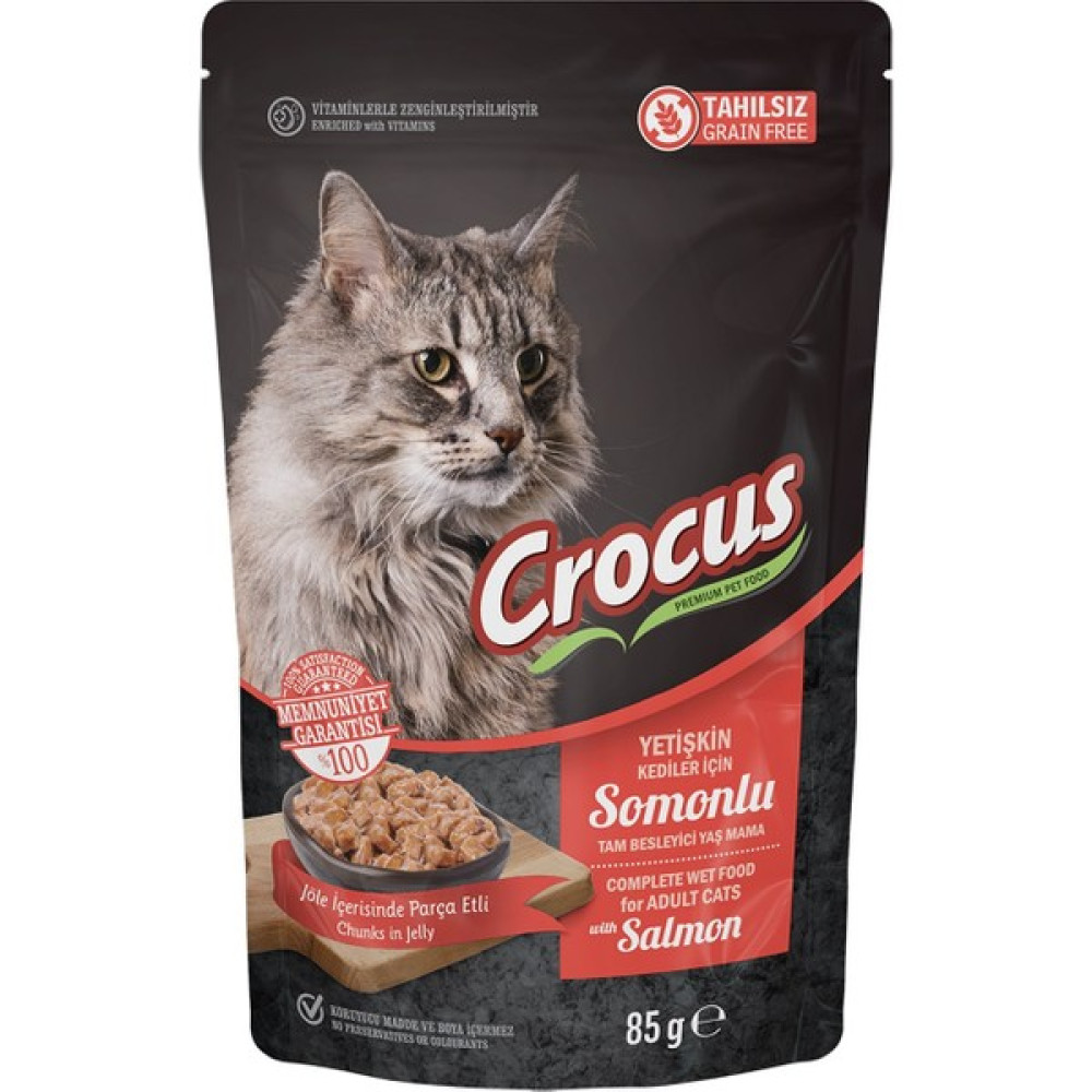 Crocus Tahılsız Kedi Somonlu Jöleli Pouch Yaş Mama 24 x 85 G Evcil Hayvan Ürünleri Fiyatı