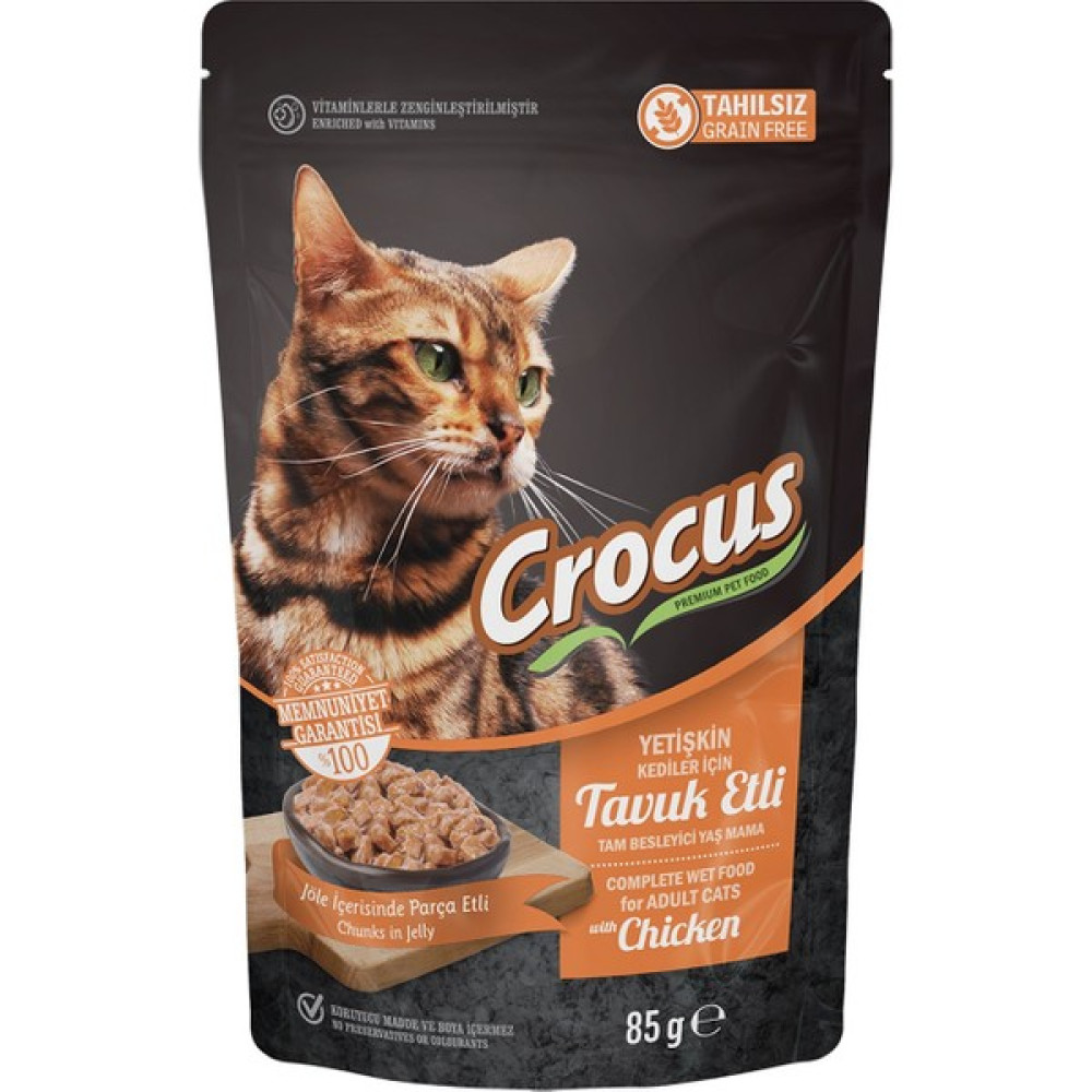 Crocus Tahılsız Kedi Tavuklu Jöleli Pouch Yaş Mama 24 x 85 G Evcil Hayvan Ürünleri Fiyatı