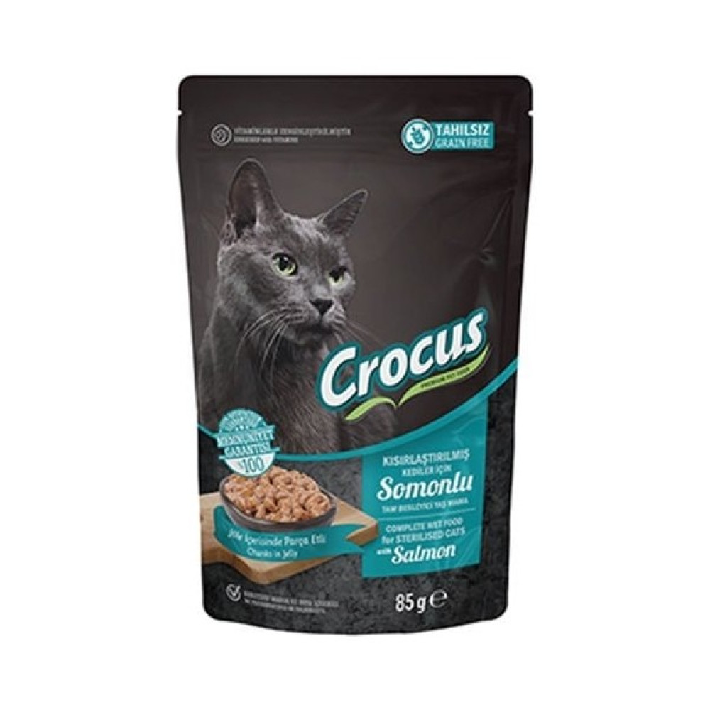 Crocus Tahılsız Pouch Jöleli Somonlu Kısırlaştırılmış Konserve Kedi Maması 85 gr Evcil Hayvan Ürünleri Fiyatı