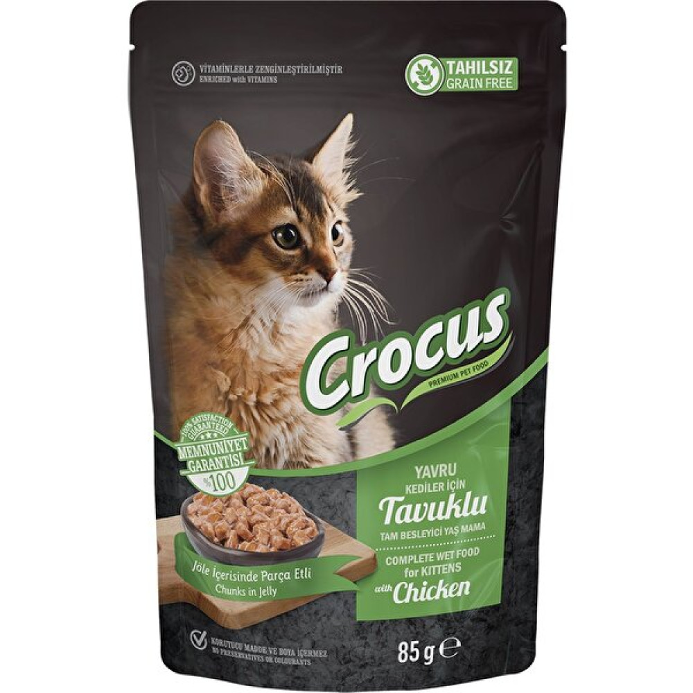 Crocus Tahılsız Yavru Kedi Tavuklu Jöleli Pouch Yaş Mama 24 x 85 G Evcil Hayvan Ürünleri Fiyatı
