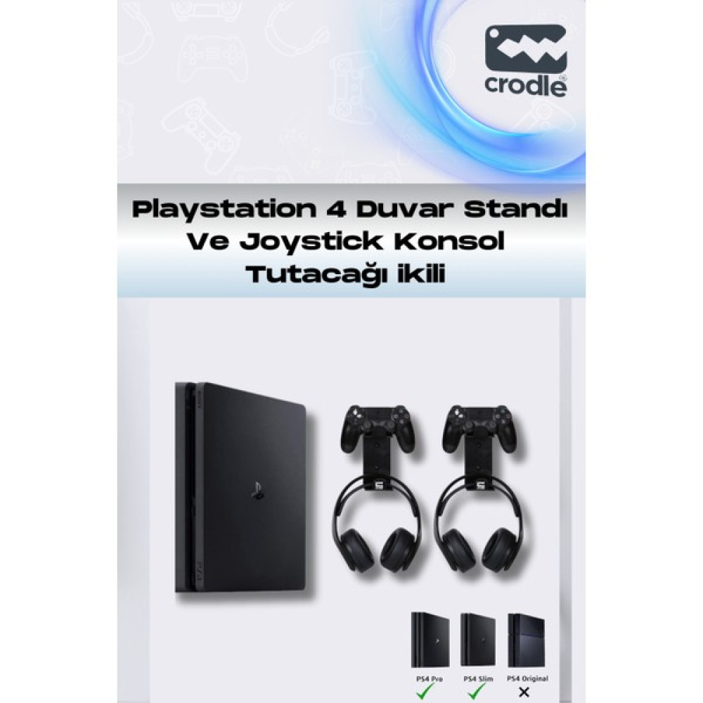 Crodle 3'lü Fırsat Ps4 Slim ve Ps4 Pro Için Duvar Standı ve Joystick Konsol Tutacağı Kırılmaz Stand Yerden Tasarruf Gaming Aksesuar PlayStation 4 PS4 Oyunları Fiyatı