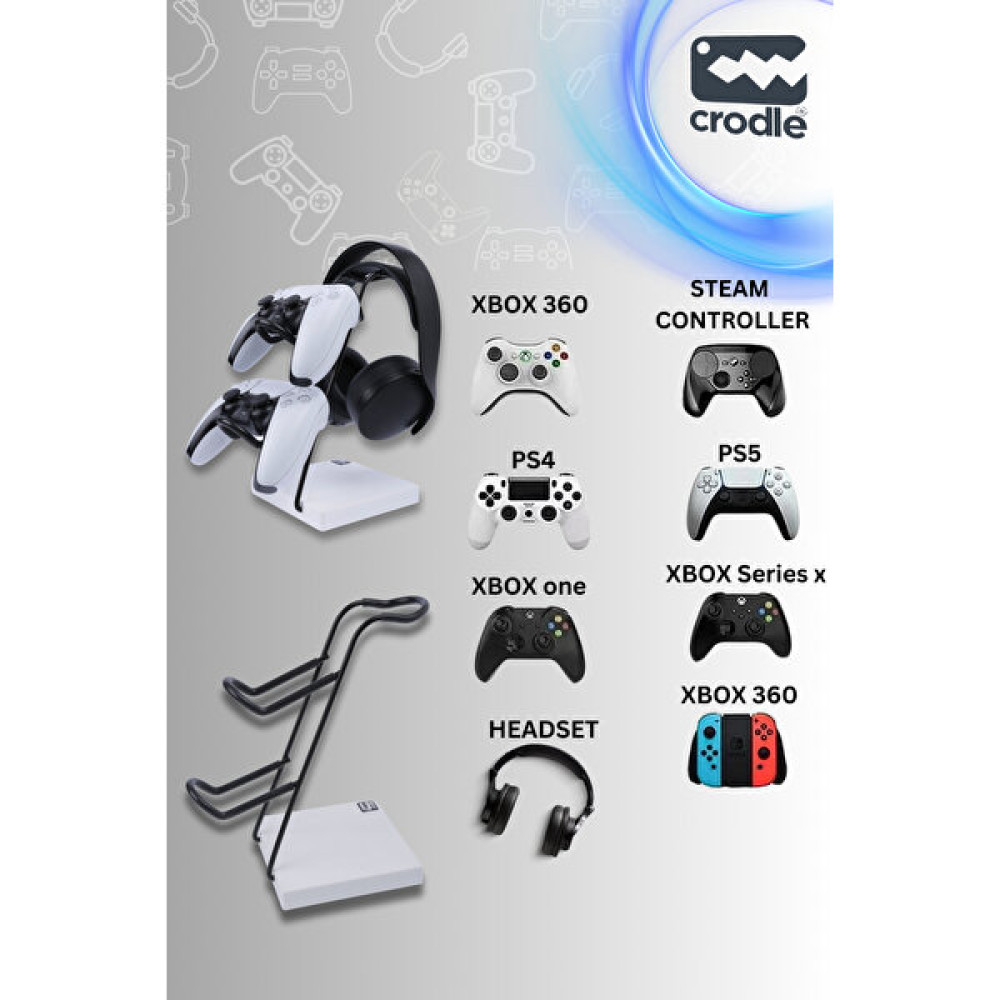 Crodle Beyaz Ahşap ve Siyah Metal Gaming Ps4 Ps5 Xbox Joystick Kontroller Tutucu ve Kulaklık Dikey Standı - Siyah - Beyaz PlayStation 5 PS5 Oyunları Fiyatı