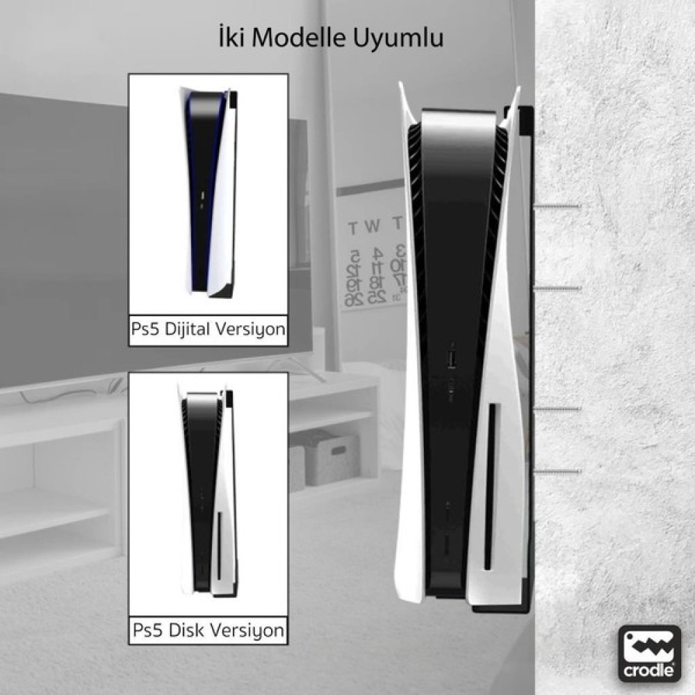 Crodle Ps5 Için Duvar Standı ve Masa Altı Montaj Standı Yerden Tasarruf Rahat Hava Akışı PlayStation 5 PS5 Oyunları Fiyatı