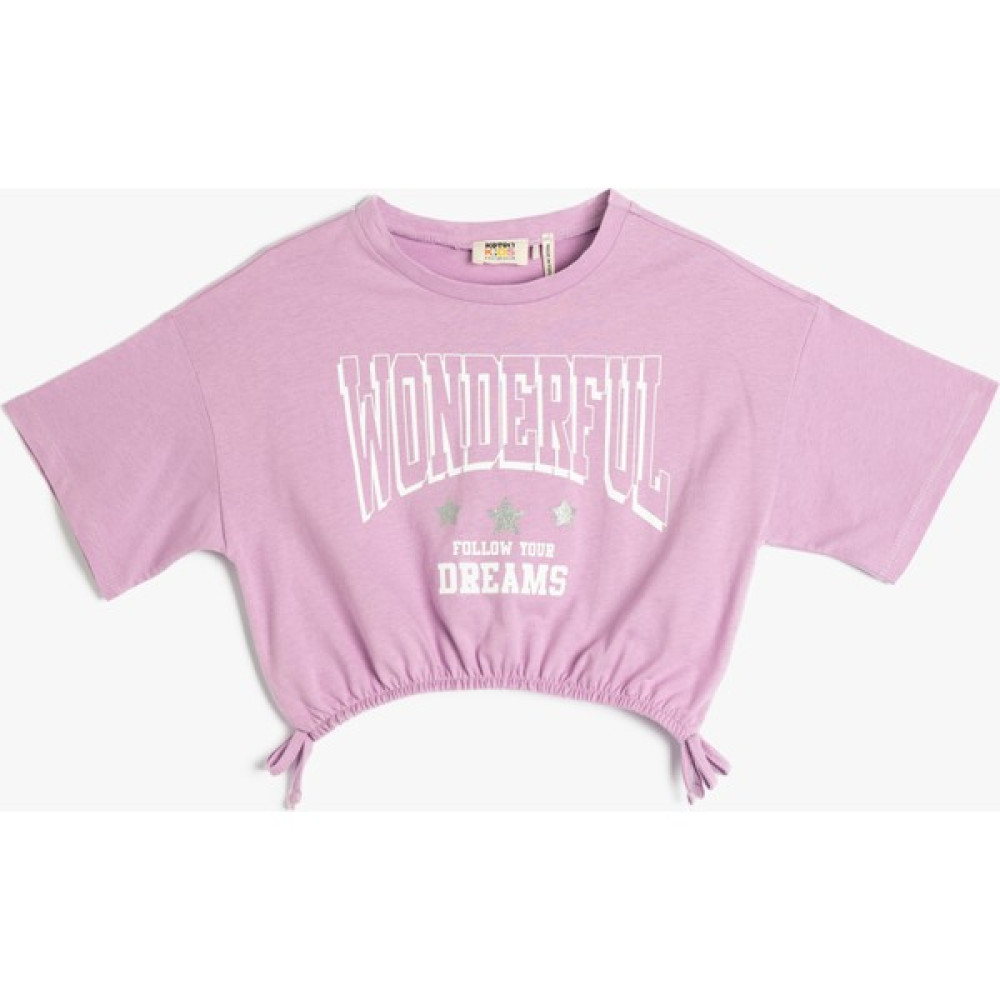 Crop Oversize Tişört Kısa Kollu Beli Elastic Pamuklu Kız Çocuk T-shirt Fiyatı