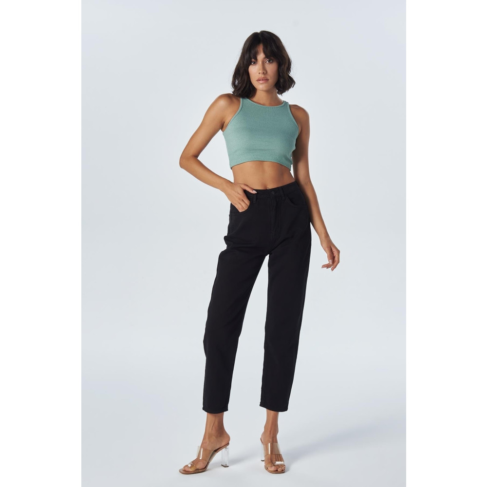 CROSS JEANS Ariana Siyah Yüksek Bel Fermuarlı Mom Fit Jean Pantolon 25 Beden Bayan Jeans / Kot Pantolon Fiyatı