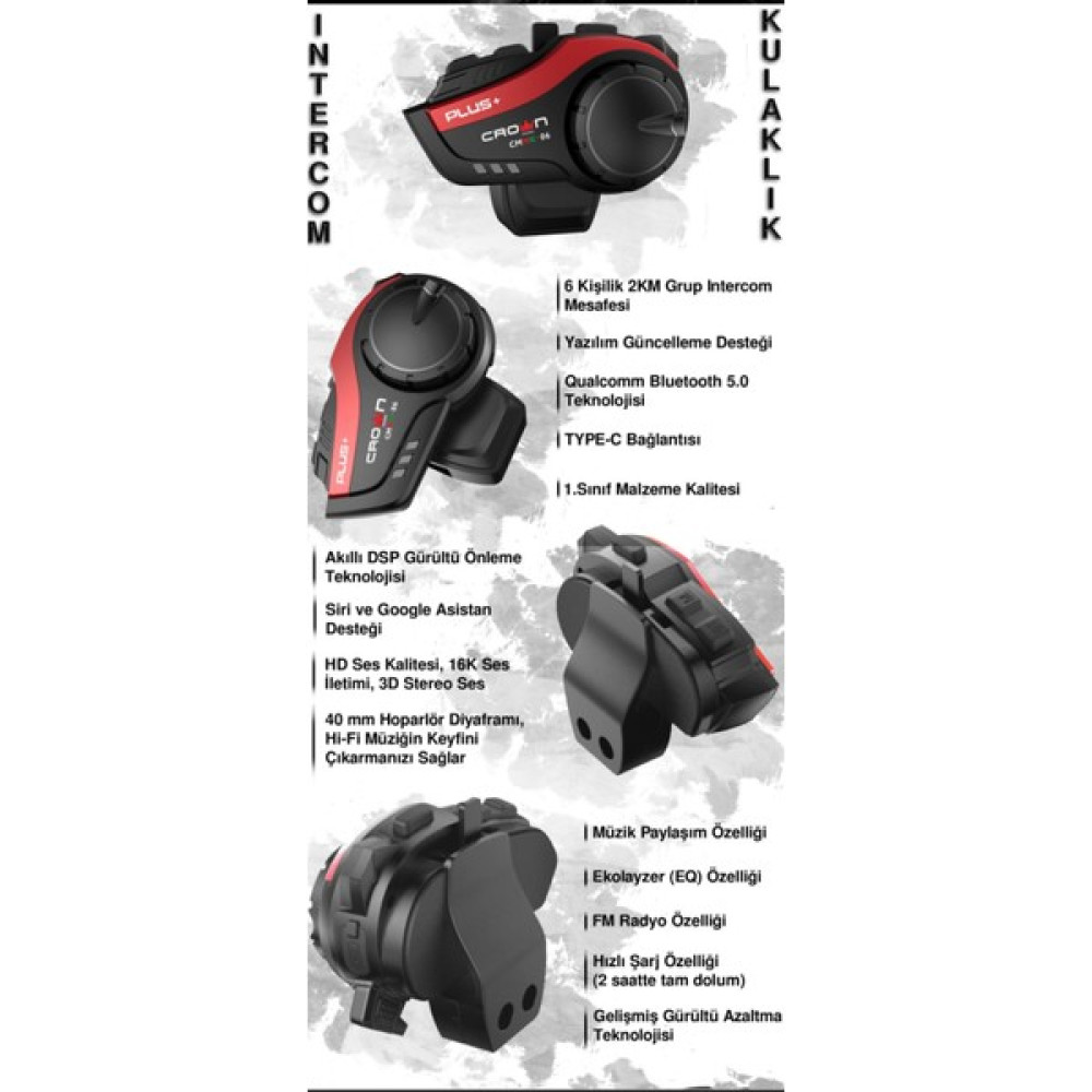 Crown Micro 6 Kişilik Motosiklet Kask Bluetooth Intercom Seti Cmmk-06 Oto Boyaları Fiyatı