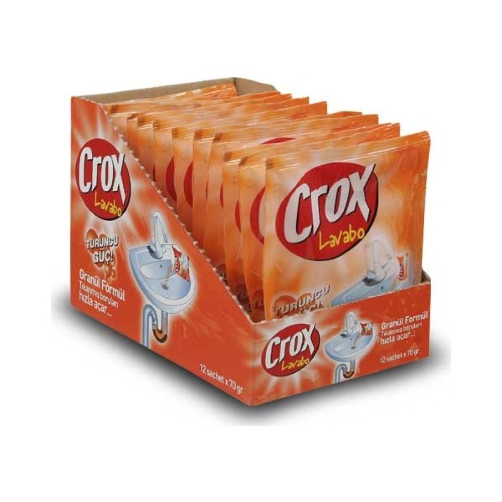 Crox Lavabo Açıcı Toz Turuncu Güç- Granül (70 gr x 12 Adet) - 70 gr Temizlik Malzemeleri Fiyatı