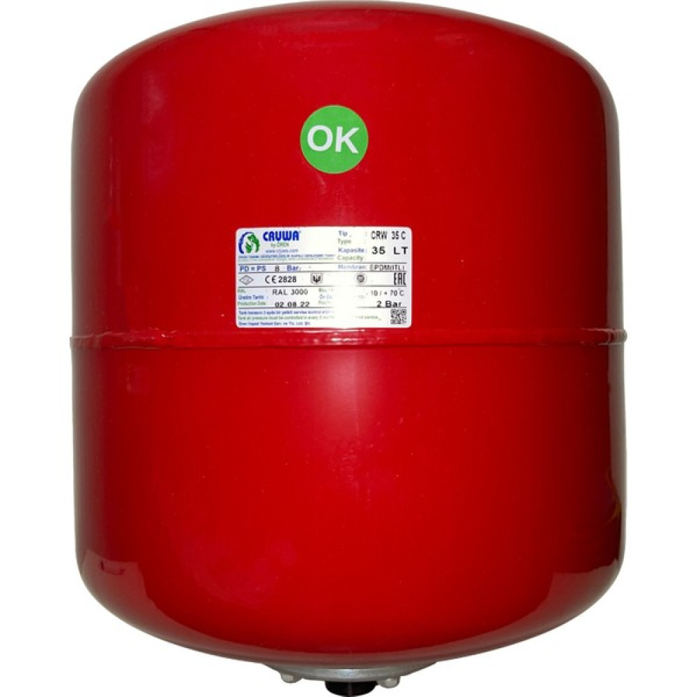 Cruwa CRW35S 35 Litre 0-10 Bar Silindirik Tip Hidrofor ve Genleşme Tankı Su Motoru Fiyatı