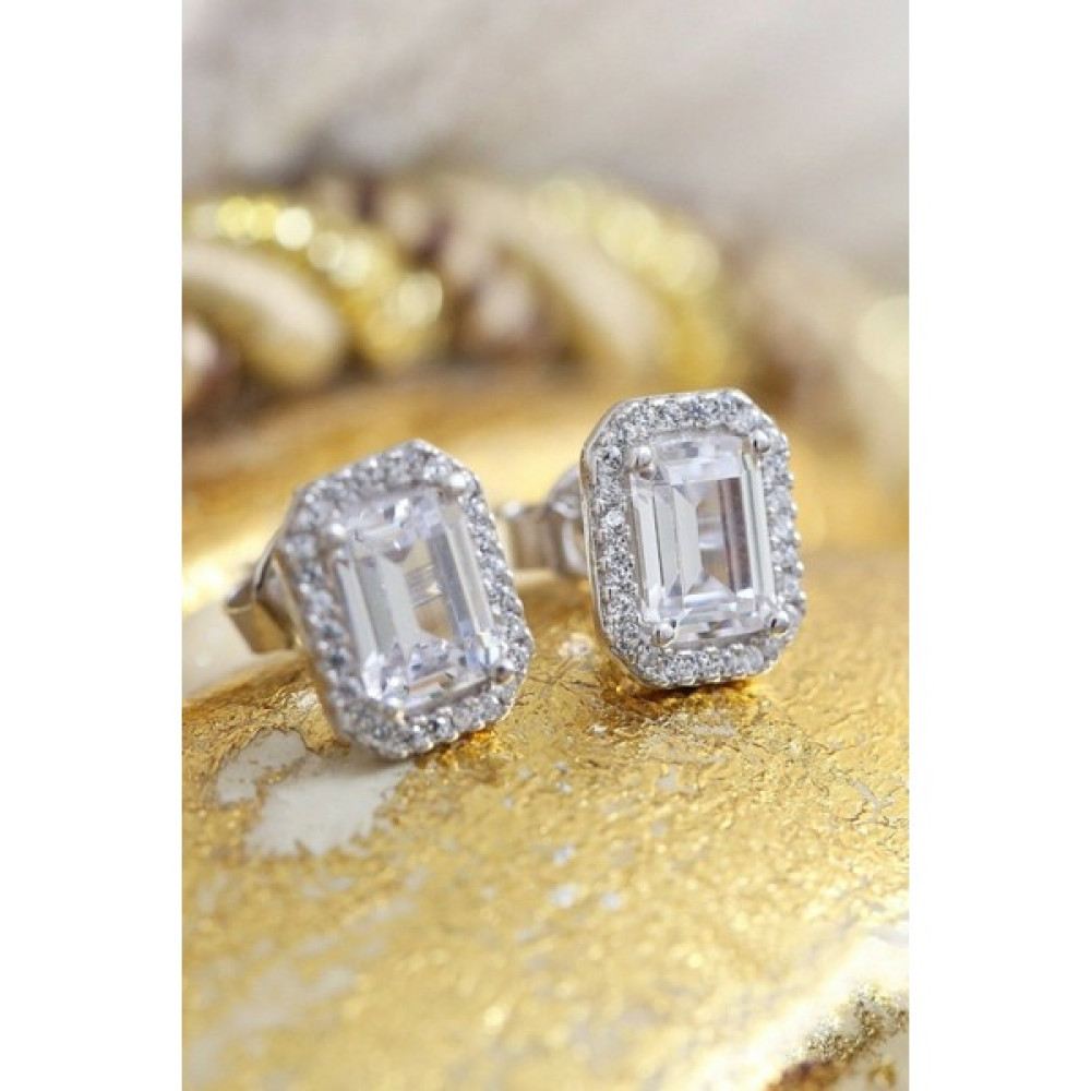 Crystal Diamond Zirconia Işıklı Küpe Kutusunda 1 Karat Laboratuvar Pırlantası Küpe Pırlanta Küpe Fiyatı