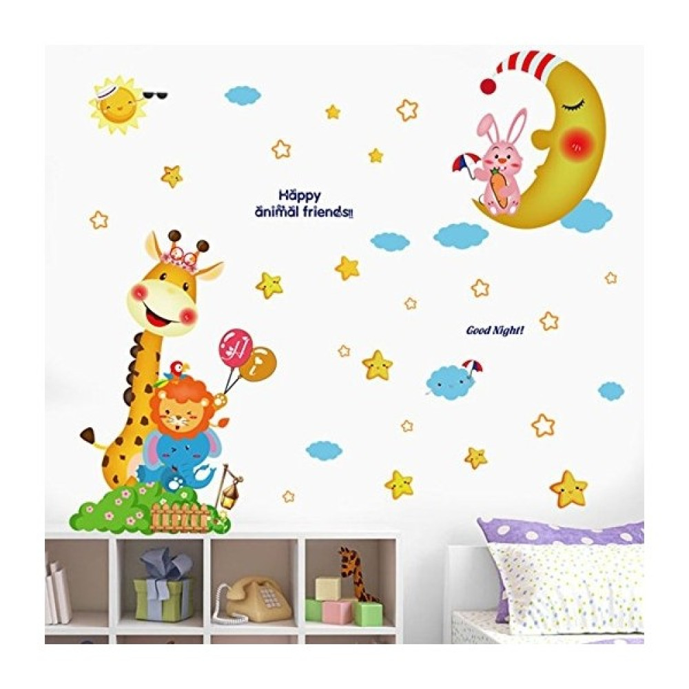 Crystal Kids Aydede ve Sevimli Hayvanlar Bebek ve Çocuk Odası Dekorasyonu Duvar Sticker Bebek Odası Duvar Süsü Fiyatı