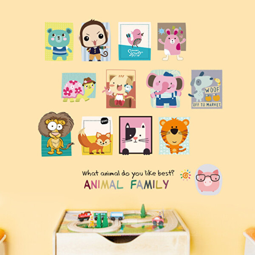 Crystal Kids Çerçeveli Hayvan Resimleri Bebek ve Çocuk Odası Dekorasyonu Duvar Sticker Bebek Odası Duvar Süsü Fiyatı