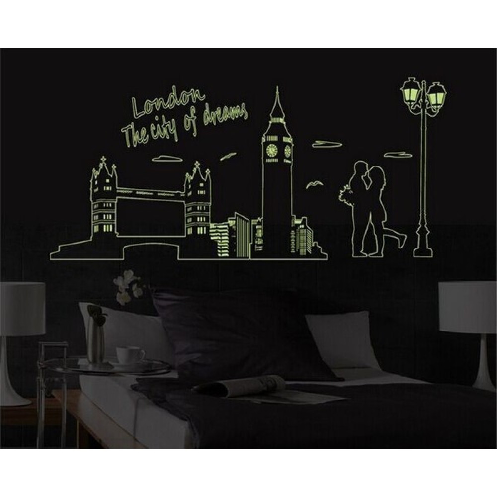 Crystal Kids Ev Dekorasyonu Londra Şehir Manzarası Karanlıkta Parlayan Fosforlu PVC Duvar Sticker Duvar Stickerı Fiyatı