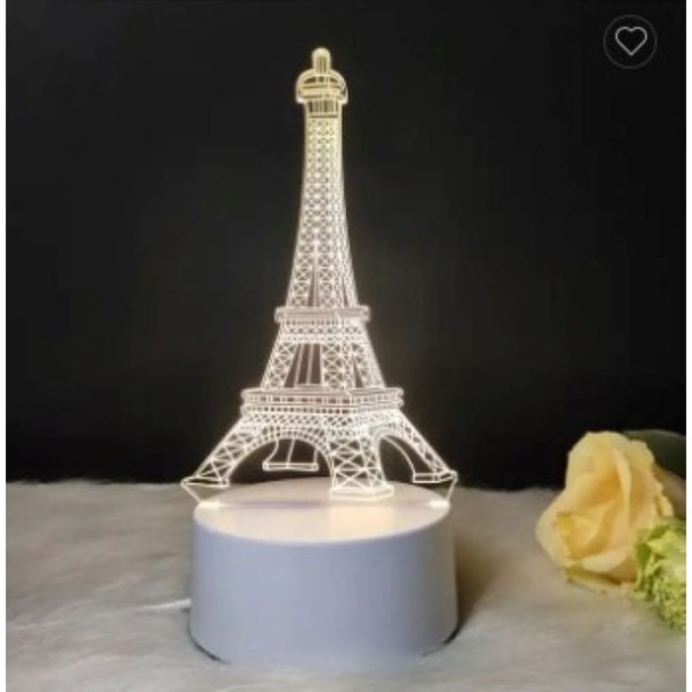 Crystal Palace Eyfel Kulesi Masa Üstü LED Lamba Ledli Gece Lambası - 3D 3 Boyutlu Dokunmatik LED Lamba 9 Renk 17CM - Beyaz Dekoratif Lamba Fiyatı