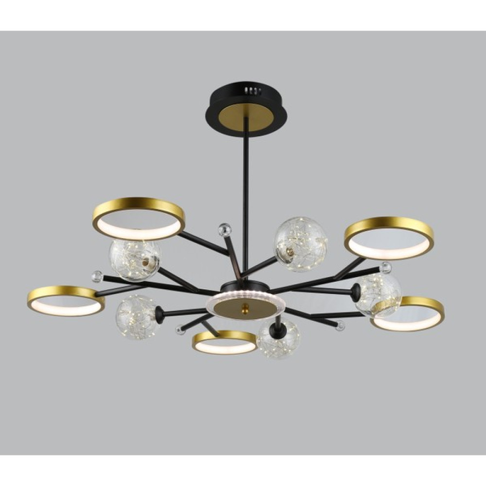 Crystal Palace Modern Tasarım Özel Üretim LED Avize- Gold Siyah Ledli Salon Avizesi 10 Başlıklı - 3 Renk Yanar Avize Fiyatı