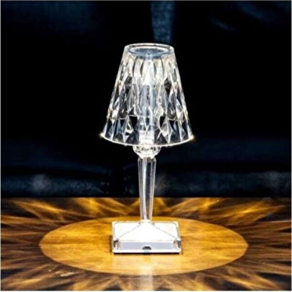 Crystal Palace Şarjlı Dokunmatik Sihirli Lamba - Krista Abajur LED Ledli Masa Gece Lambası - 3 Renk Yanar 27 x 7 cm - Şeffaf Masa Lambası Fiyatı