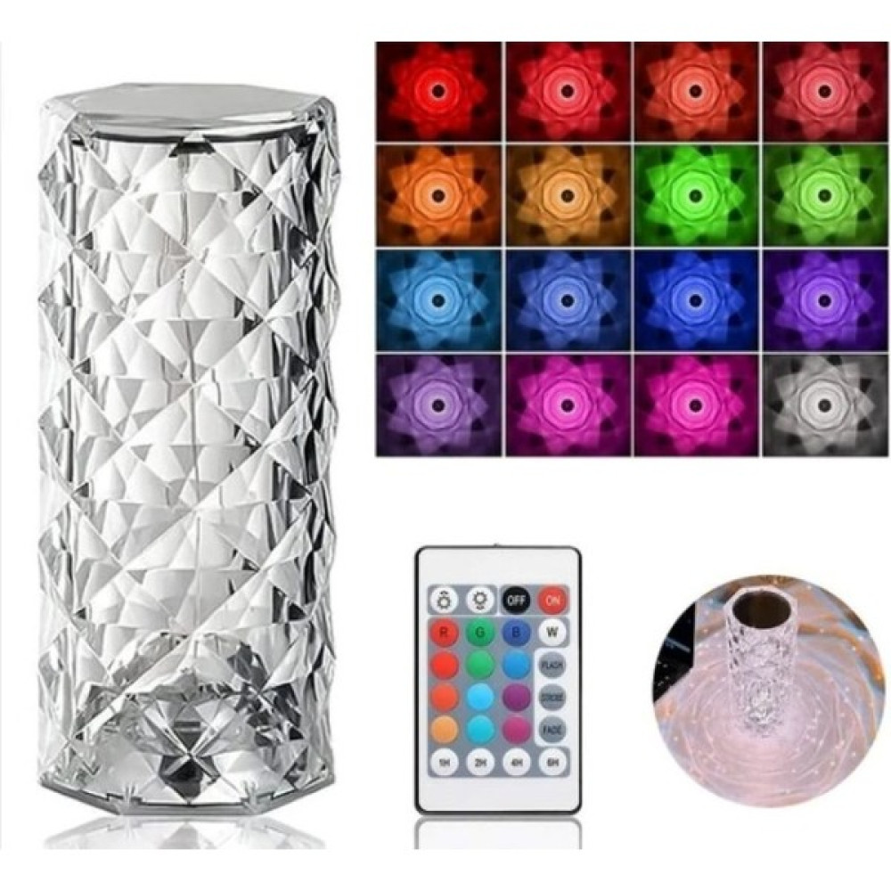 Crystal Palace Şarjlı Masa Lambası - LED Lamba - RGB Kumandalı Ledli Gece Lambası - Restoran Masa Lambası - Şeffaf Masa Lambası Fiyatı