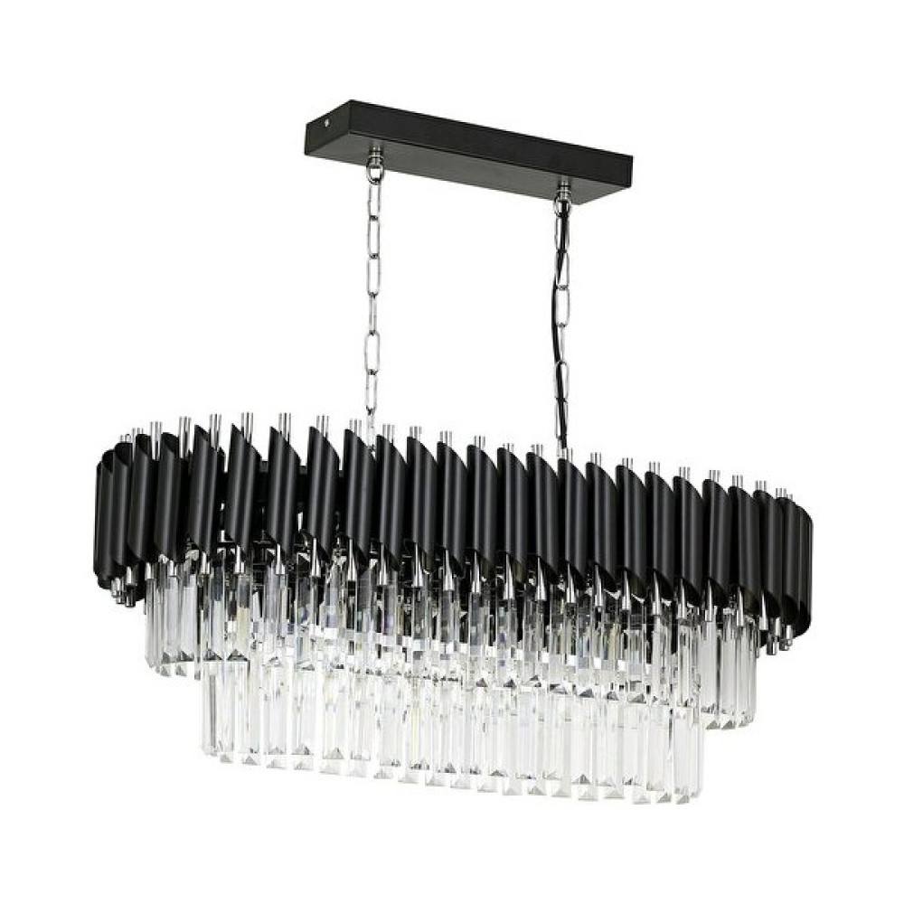 Crystal Palace Yemek Masası Avizesi Lux Lüks Taşlı Kristal Taşlı Avize 75*35 - Masa Üstü Avize Kristal Klasik Avize - Siyah Gümüş (Krom) Avize Avize Fiyatı