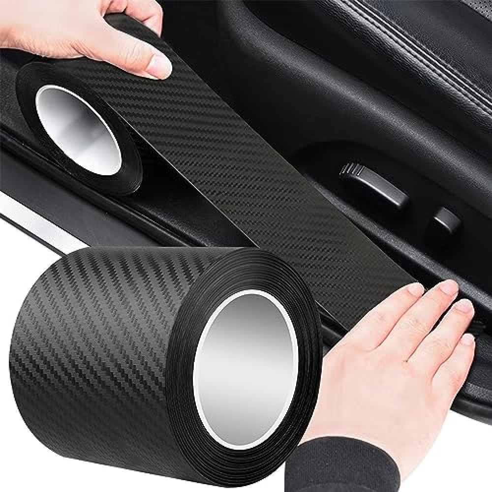 Crystalberry Car Door Entry Edge Guard, Anti-Scratch Car Door Sill Protector, Clear Adhesive Car Door Trim Edge Guard for Cars Automobile (4in x 32.8ft, Black)