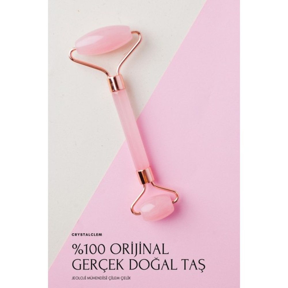 Crystalclem Pembe Kuvars Jade Roller Doğal Taş Yüz Masaj Aleti Masaj Cihazları Fiyatı