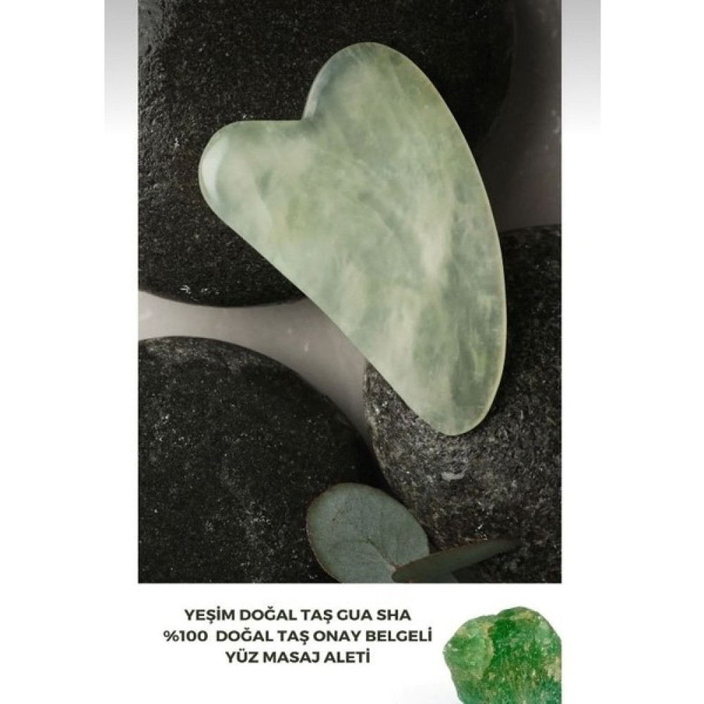 Crystalclem Yeşim Doğal Taş Gua Sha Yüz Masaj Aleti %100 Doğal Taş Masaj Cihazları Fiyatı