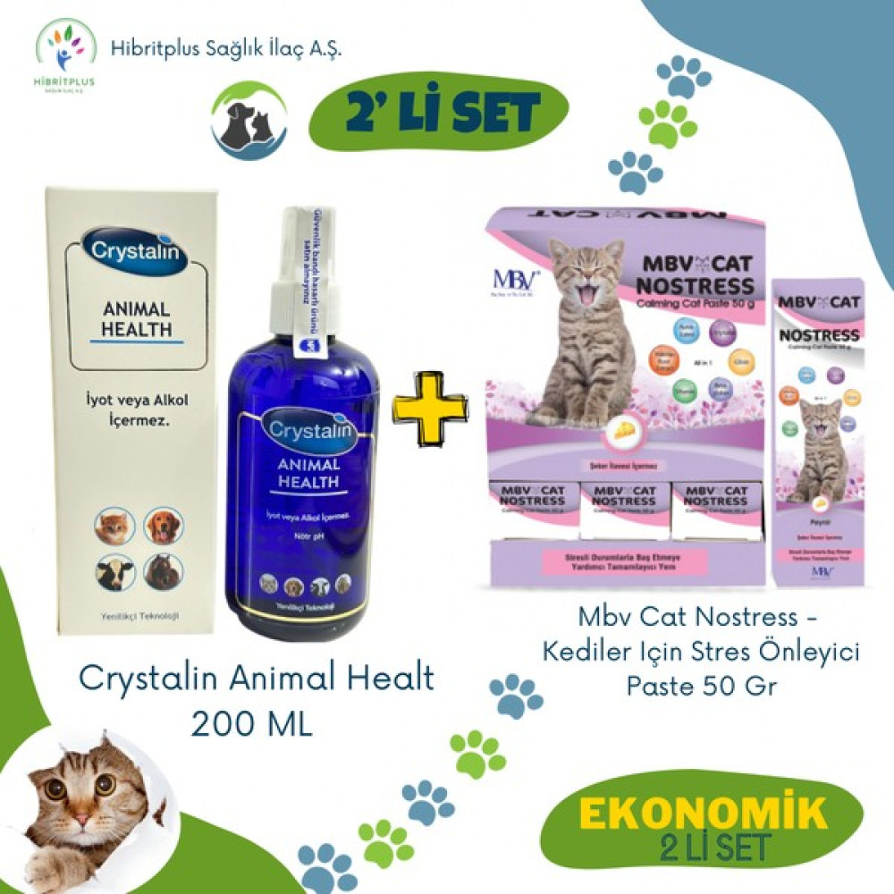 Crystalin Animal Health 200 ml Kedi Köpek Için Göz, Kulak ve Ağız ve Mbv Cat Nostress - Kediler Için Stres Önleyici Paste 50 gr 2 Li Ekonomik Set Evcil Hayvan Ürünleri Fiyatı