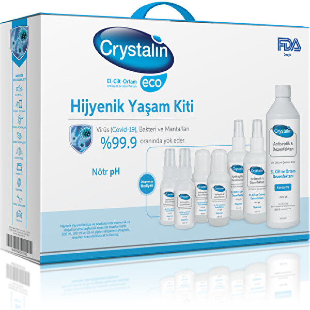 Crystalin Eco 5 Lt 10 x 500 ml El Cilt Ortam Dezenfektanı + Dezenfektan Sprey Başlıklı Dispenser Hijyen ve Temizlik Fiyatı