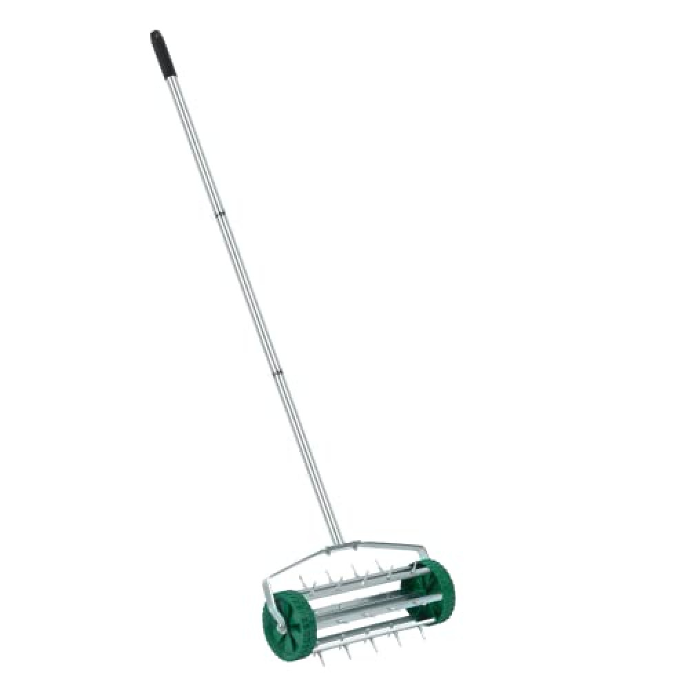 Crystals Lawn Aerator Roller – Garden Aerator Heavy Duty Metal Spikes - Rolling Lawn Aerator Tool with Adjustable Handle - Manual Garden Soil Aeration Tool with Non Slip Handle