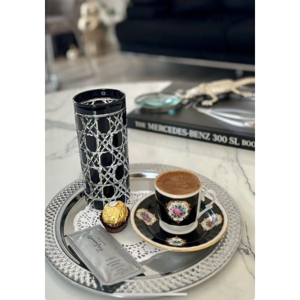 Cs Home Design Siyah Kesme Cam Meşrubat Bardağı Fincan / Bardak / Kahve Takımı Fiyatı