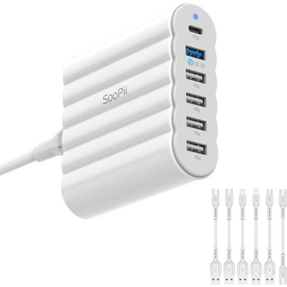 CS63 PD3.0+QC3.0+PPS 68W 6 Port Taşınabilir USB Çoklu Şarj İstasyonu Şarj Stantı Hub Diğer Fiyatı