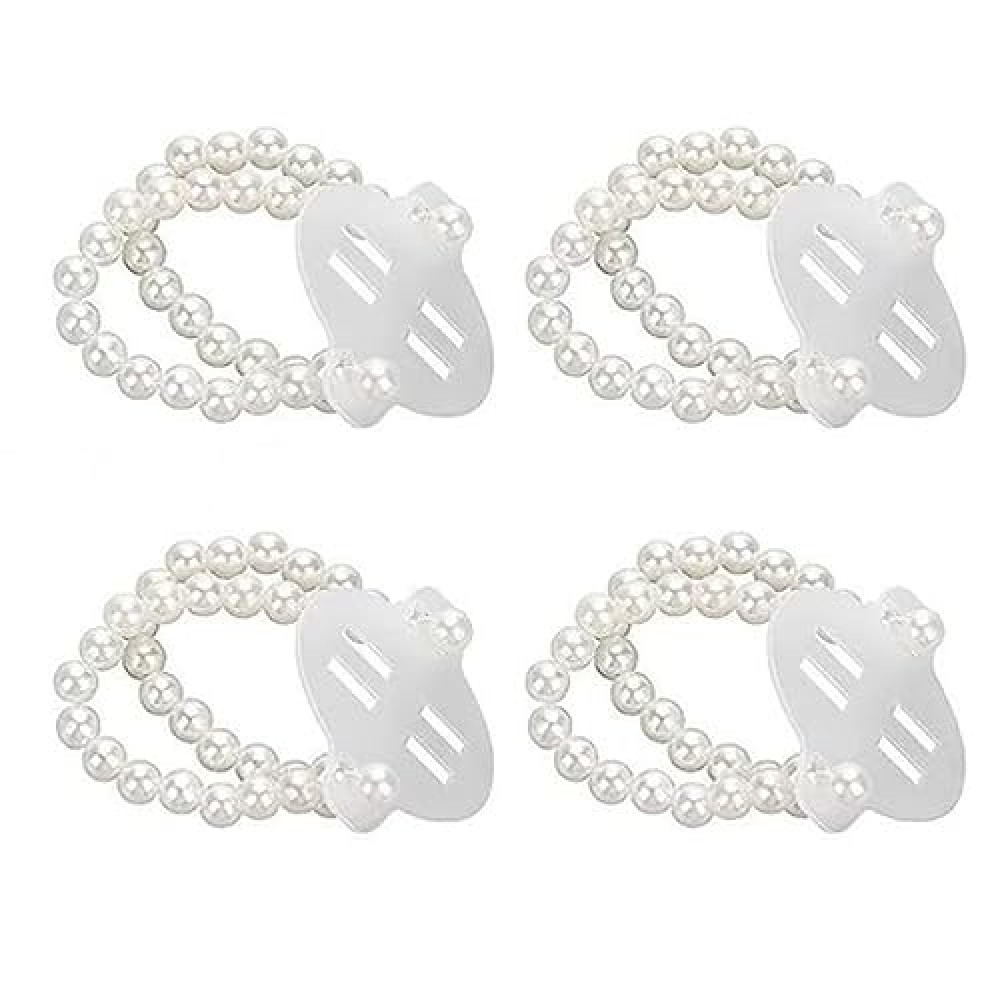 CTFRQC 4PCS Pearl Wrist Corsage Bands Bride Elastic Pearl Wristband Corsage DIY Stretch Pearl Wedding Wrist Handmade Corsage Accessories for Wedding Party Bride Bridesmaid Christmas, White
